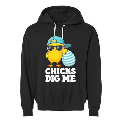 Chicks Dig Me Easter Happy Easter Garment-Dyed Fleece Hoodie