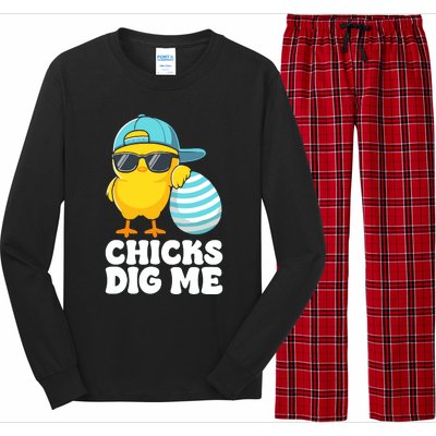 Chicks Dig Me Easter Happy Easter Long Sleeve Pajama Set