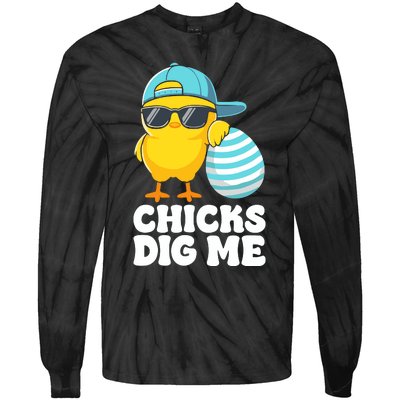 Chicks Dig Me Easter Happy Easter Tie-Dye Long Sleeve Shirt