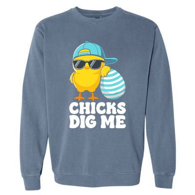 Chicks Dig Me Easter Happy Easter Garment-Dyed Sweatshirt