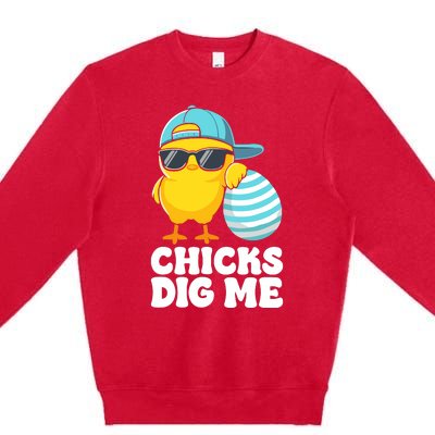 Chicks Dig Me Easter Happy Easter Premium Crewneck Sweatshirt