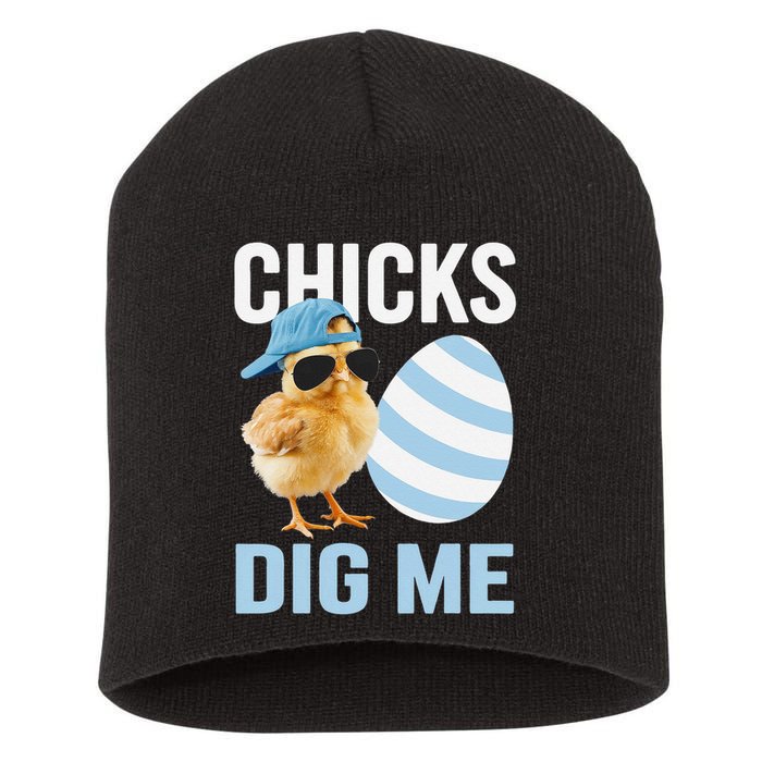 Chicks Dig Me Easter Happy Easter Funny Short Acrylic Beanie