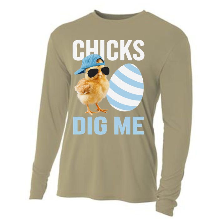 Chicks Dig Me Easter Happy Easter Funny Cooling Performance Long Sleeve Crew