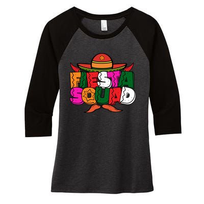 Cinco De Mayo Fiesta Squad Graphic Women's Tri-Blend 3/4-Sleeve Raglan Shirt