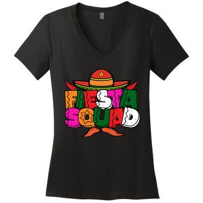 Cinco De Mayo Fiesta Squad Graphic Women's V-Neck T-Shirt