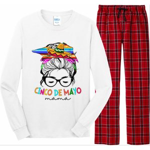 Cinco De Mayo Mama Messy Bun Mexican Mothers Day Mom Long Sleeve Pajama Set