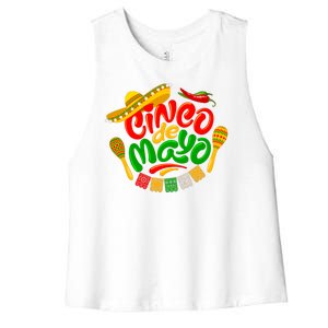 Cinco De Mayo Fiesta Celebration Women's Racerback Cropped Tank