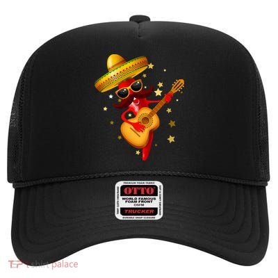Cinco De Mayo Spicy Chili Pepper Fiesta High Crown Mesh Back Trucker Hat
