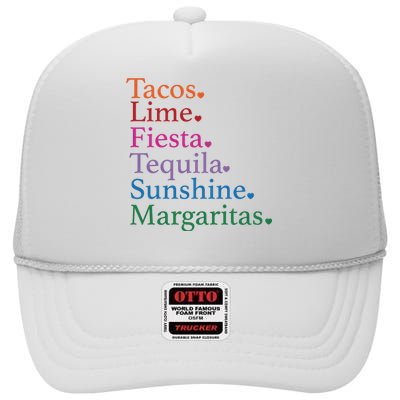 Cinco De Mayo Party Mexican Fiesta Tacos And Tequila High Crown Mesh Back Trucker Hat