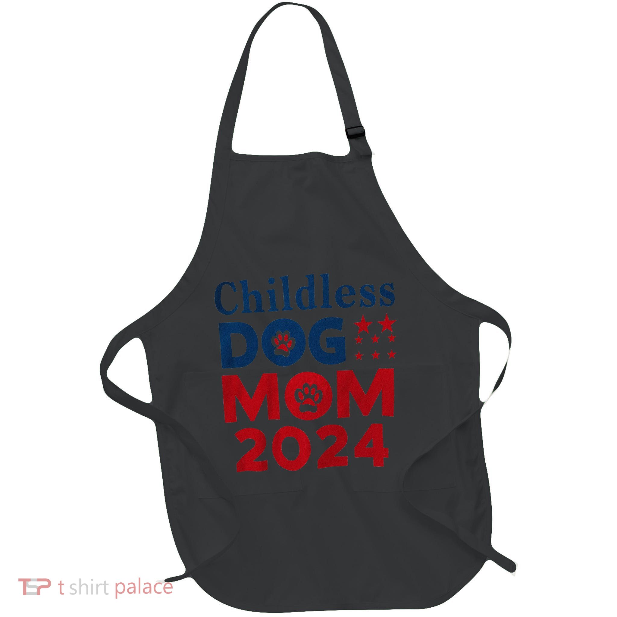 Childless Dog Mom Dog Lady Voting Patriotic Dog Paw Print Full-Length Apron With Pockets