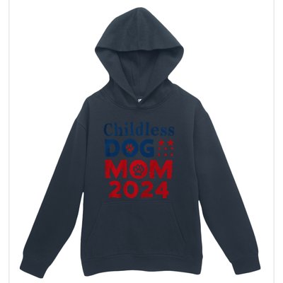 Childless Dog Mom Dog Lady Voting Patriotic Dog Paw Print Urban Pullover Hoodie