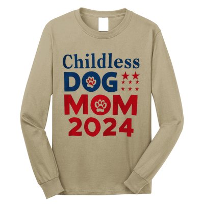 Childless Dog Mom Dog Lady Voting Patriotic Dog Paw Print Long Sleeve Shirt