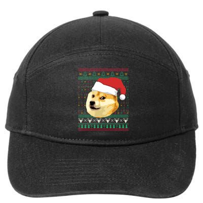 Christmas Doge Meme Shiba Inu Santa Funny Ugly Sweater Xmas Great Gift 7-Panel Snapback Hat
