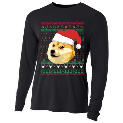 Christmas Doge Meme Shiba Inu Santa Funny Ugly Sweater Xmas Great Gift Cooling Performance Long Sleeve Crew