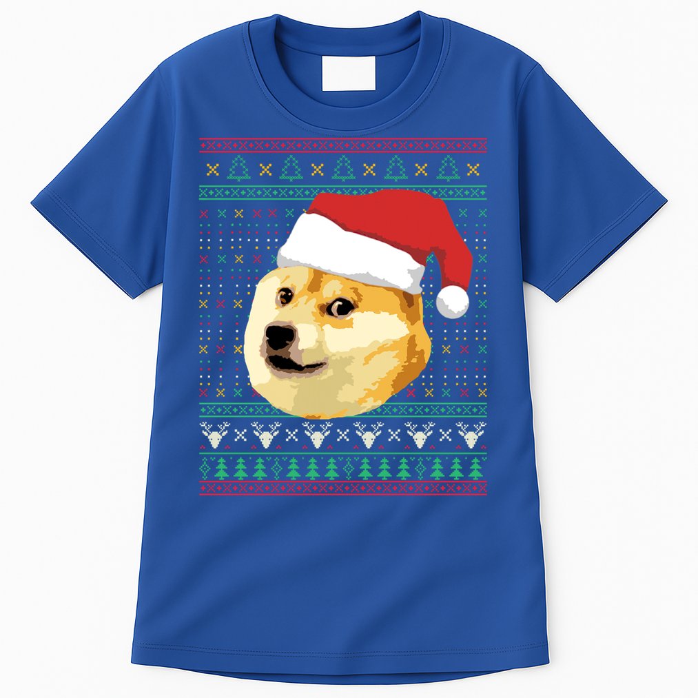 Christmas Doge Meme Shiba Inu Santa Funny Ugly Sweater Xmas Great Gift Tall T-Shirt