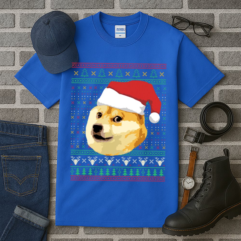 Christmas Doge Meme Shiba Inu Santa Funny Ugly Sweater Xmas Great Gift Tall T-Shirt