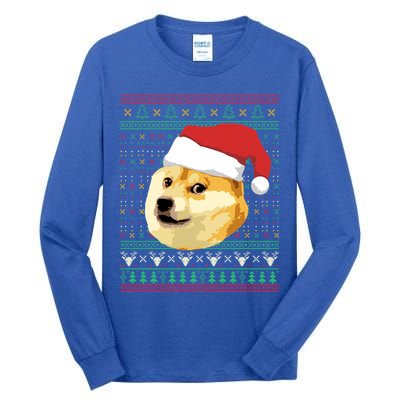 Christmas Doge Meme Shiba Inu Santa Funny Ugly Sweater Xmas Great Gift Tall Long Sleeve T-Shirt