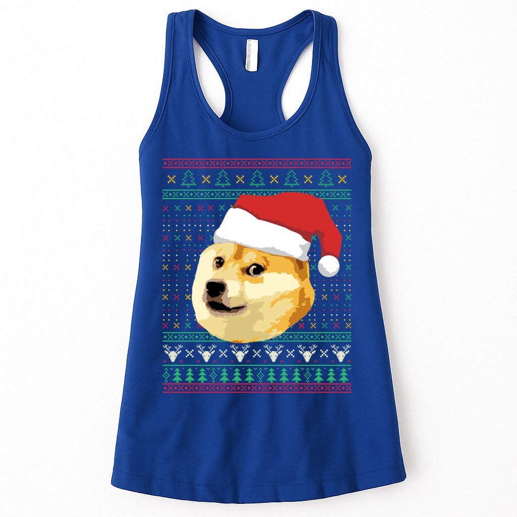 Christmas Doge Meme Shiba Inu Santa Funny Ugly Sweater Xmas Great Gift Womens Tank Top