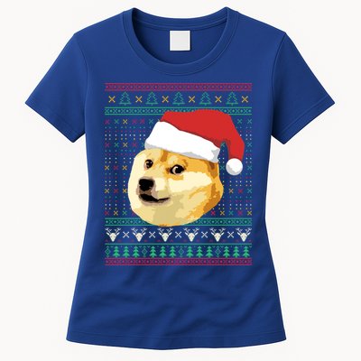 Christmas Doge Meme Shiba Inu Santa Funny Ugly Sweater Xmas Great Gift Womens T-Shirt