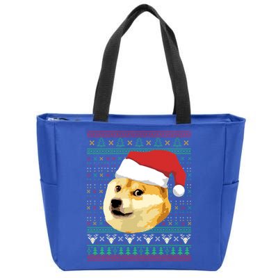 Christmas Doge Meme Shiba Inu Santa Funny Ugly Sweater Xmas Great Gift Zip Tote Bag