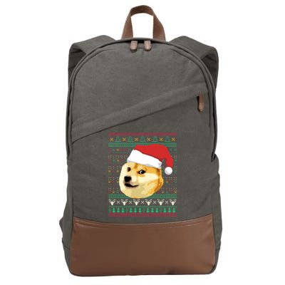 Christmas Doge Meme Shiba Inu Santa Funny Ugly Sweater Xmas Great Gift Cotton Canvas Backpack