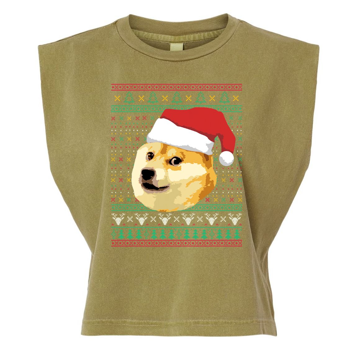 Christmas Doge Meme Shiba Inu Santa Funny Ugly Sweater Xmas Great Gift Garment-Dyed Women's Muscle Tee