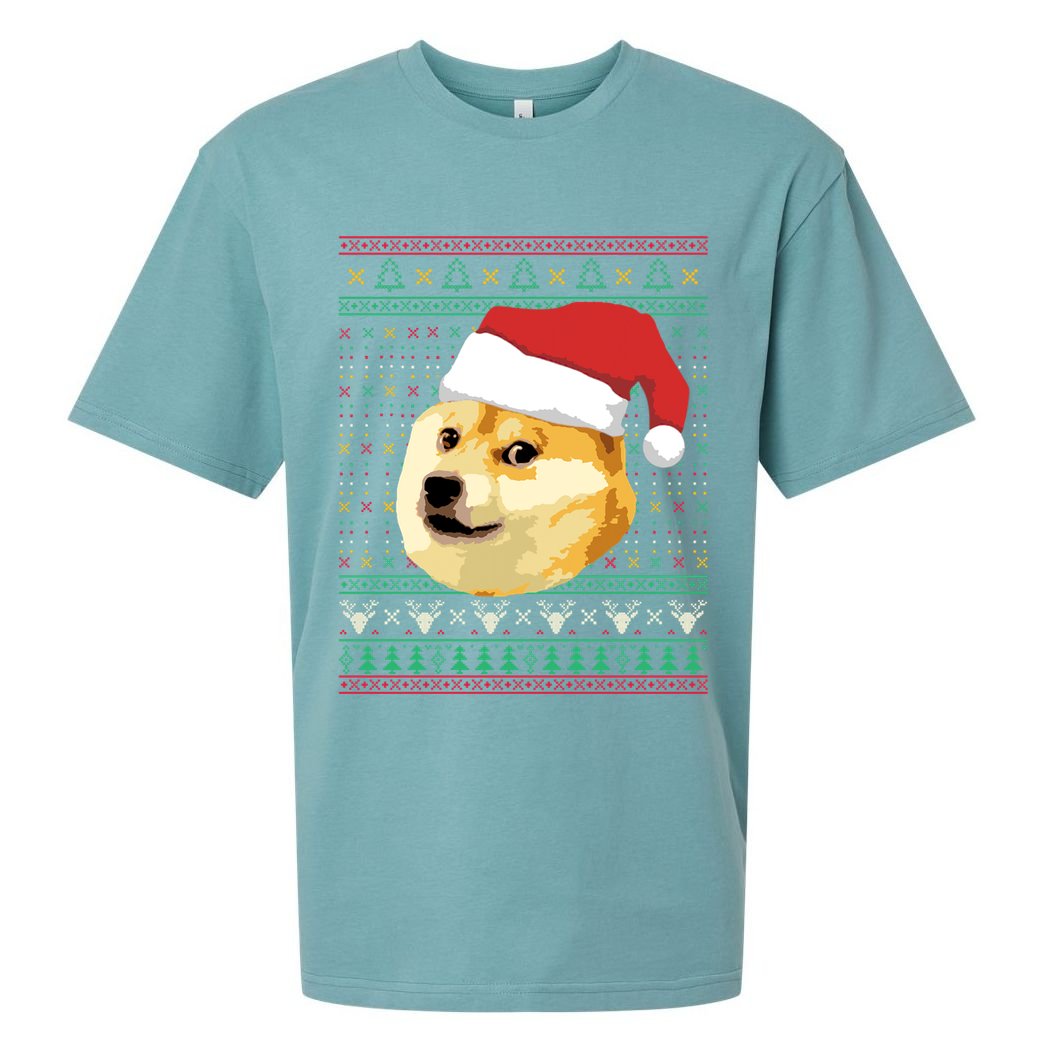 Christmas Doge Meme Shiba Inu Santa Funny Ugly Sweater Xmas Great Gift Sueded Cloud Jersey T-Shirt