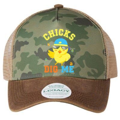 Chicks Dig Me Happy Easter Egg Hunt Funny Legacy Tie Dye Trucker Hat
