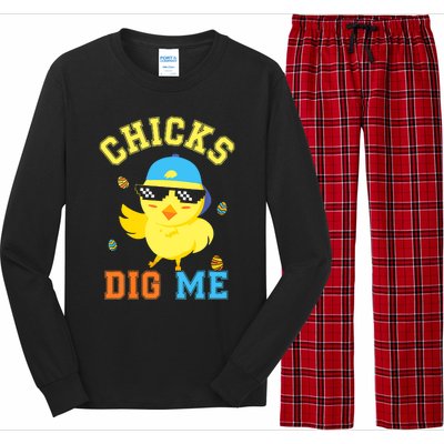 Chicks Dig Me Happy Easter Egg Hunt Funny Long Sleeve Pajama Set