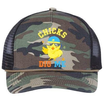 Chicks Dig Me Happy Easter Egg Hunt Funny Retro Rope Trucker Hat Cap