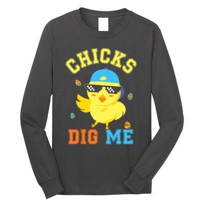 Chicks Dig Me Happy Easter Egg Hunt Funny Long Sleeve Shirt