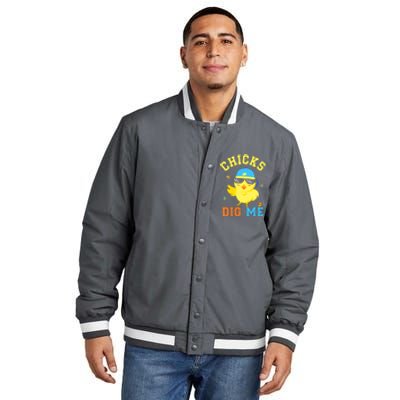 Chicks Dig Me Happy Easter Egg Hunt Funny Insulated Varsity Jacket