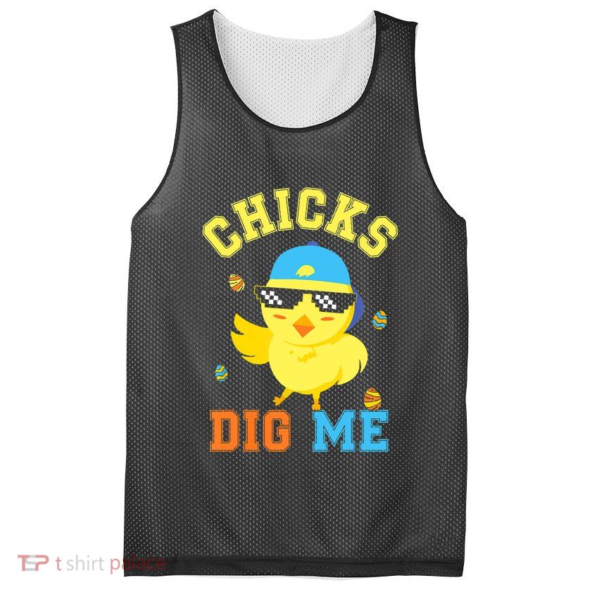 Chicks Dig Me Happy Easter Egg Hunt Funny Mesh Reversible Basketball Jersey Tank