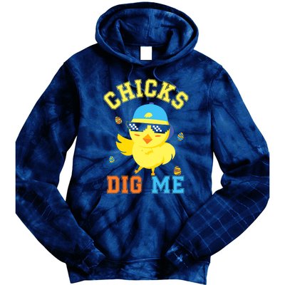 Chicks Dig Me Happy Easter Egg Hunt Funny Tie Dye Hoodie