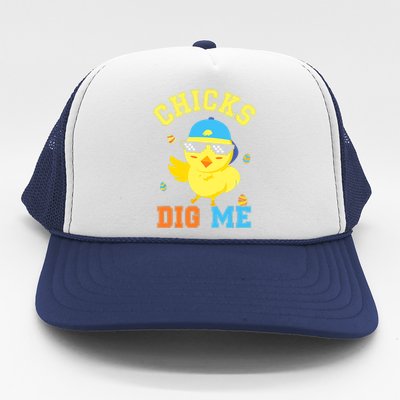 Chicks Dig Me Happy Easter Egg Hunt Funny Trucker Hat