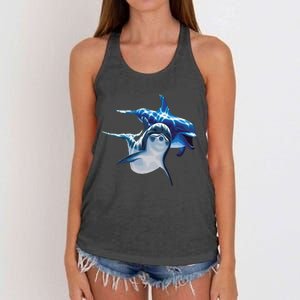 Cute Dolphins Making Splashing Women's Knotted Racerback Tank