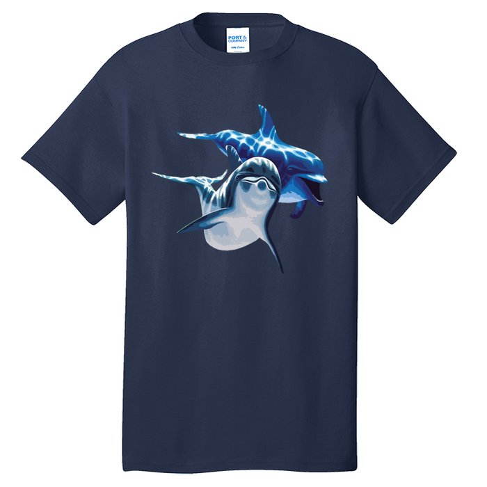 Cute Dolphins Making Splashing Tall T-Shirt