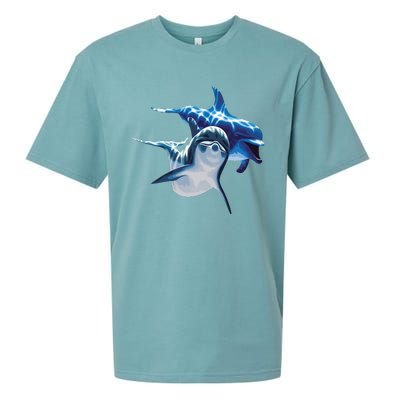 Cute Dolphins Making Splashing Sueded Cloud Jersey T-Shirt