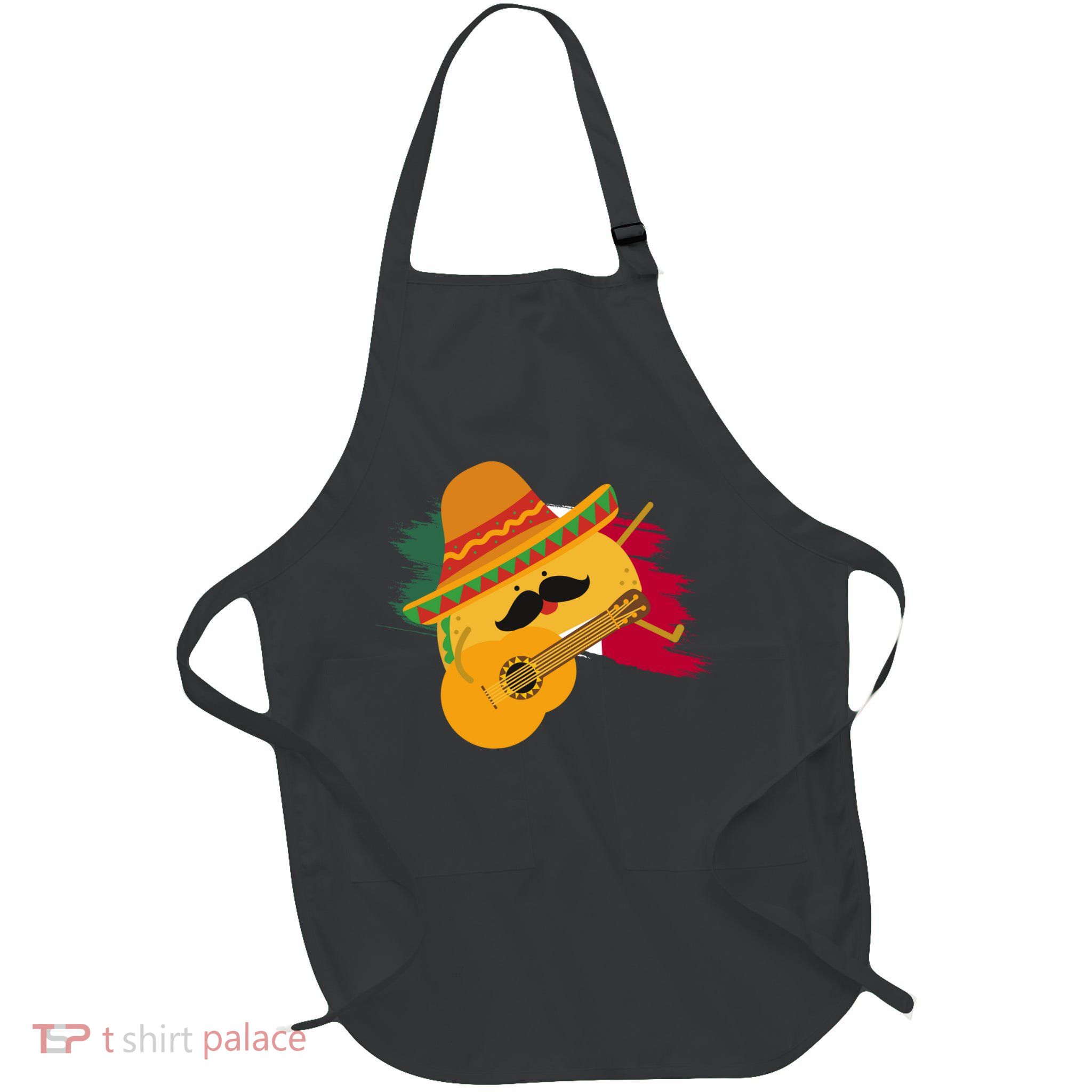 Cinco De Mayo Taco Fiesta Mexico Flag Full-Length Apron With Pockets