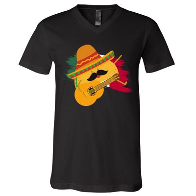 Cinco De Mayo Taco Fiesta Mexico Flag V-Neck T-Shirt