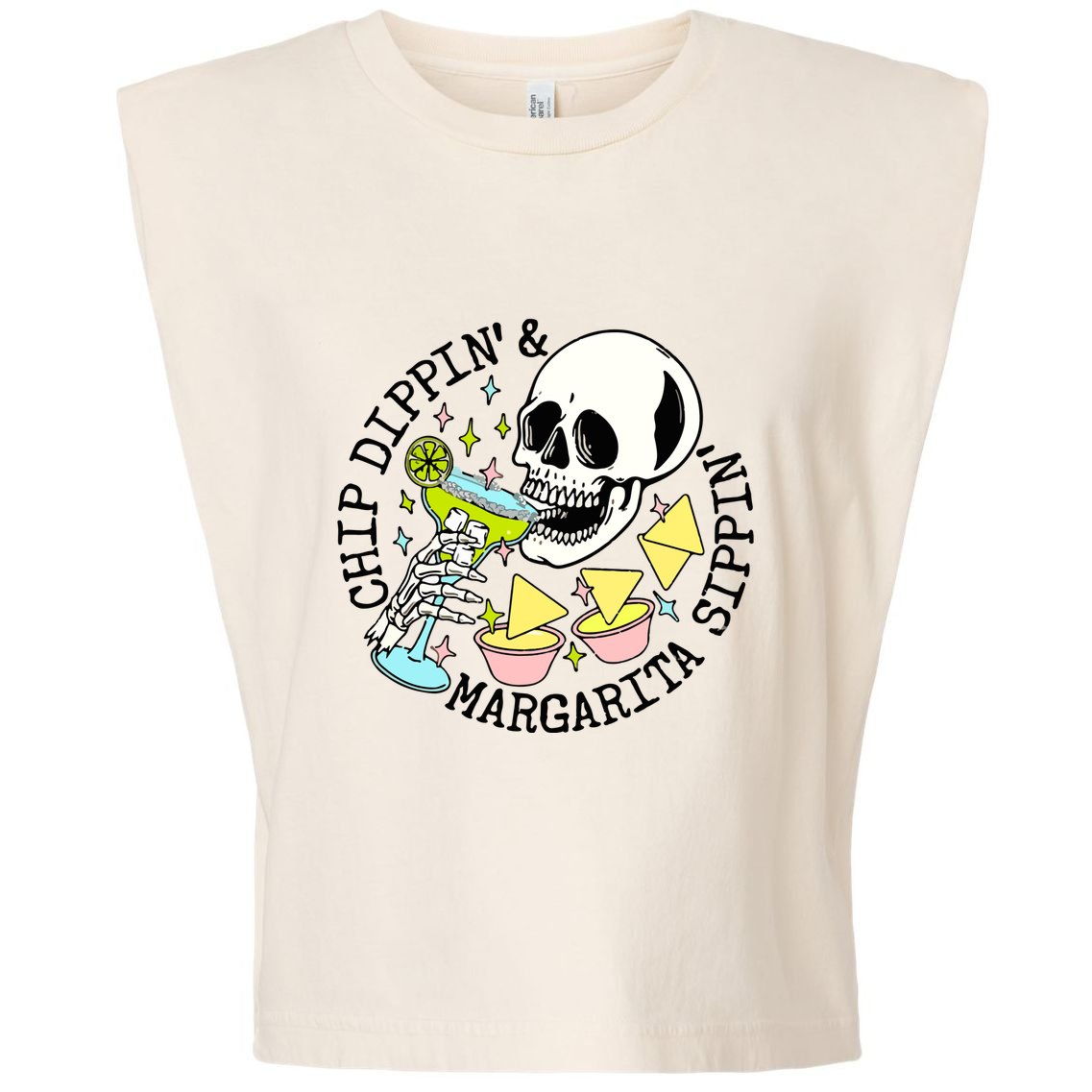 Chip Dippin Margarita Sippin Garment-Dyed Women's Muscle Tee