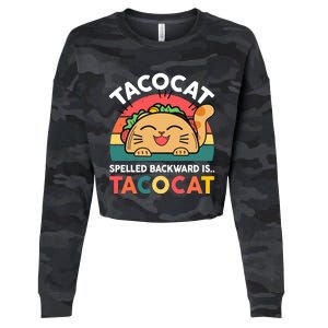 Cinco De Mayo Taco Cat Spelled Backwards Tacocat Cropped Pullover Crew