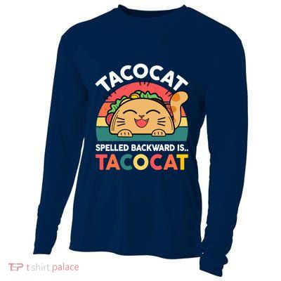 Cinco De Mayo Taco Cat Spelled Backwards Tacocat Cooling Performance Long Sleeve Crew