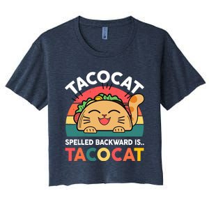 Cinco De Mayo Taco Cat Spelled Backwards Tacocat Women's Crop Top Tee