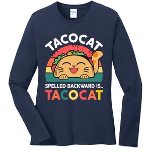 Cinco De Mayo Taco Cat Spelled Backwards Tacocat Ladies Long Sleeve Shirt