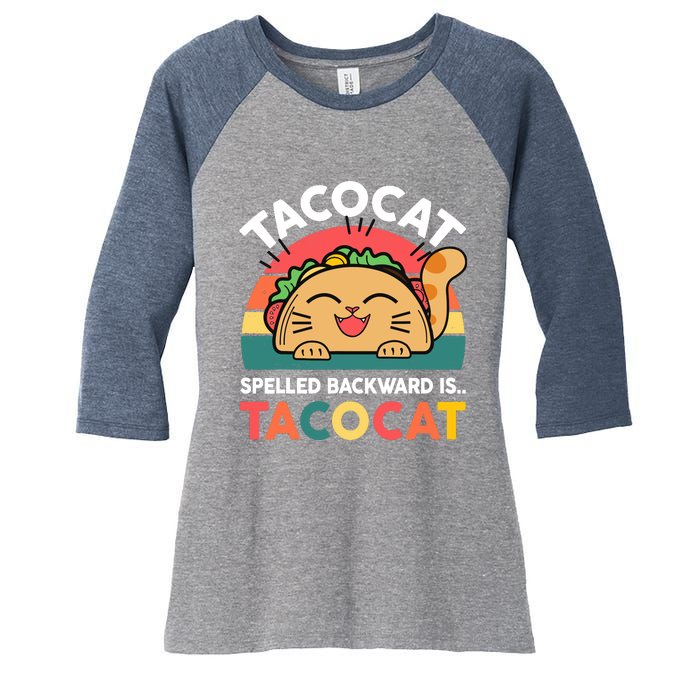 Cinco De Mayo Taco Cat Spelled Backwards Tacocat Women's Tri-Blend 3/4-Sleeve Raglan Shirt