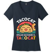 Cinco De Mayo Taco Cat Spelled Backwards Tacocat Women's V-Neck T-Shirt