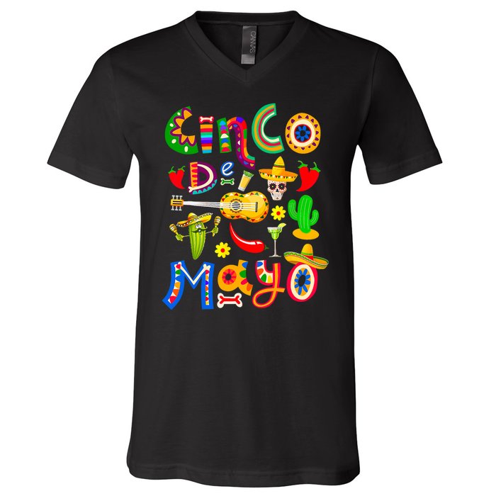 Cinco De Mayo 5 De Mayo Mexican Fiesta V-Neck T-Shirt