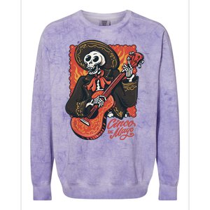 Cinco De Mayo Skeleton Guitar Colorblast Crewneck Sweatshirt