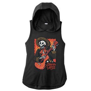 Cinco De Mayo Skeleton Guitar Ladies PosiCharge Tri-Blend Wicking Draft Hoodie Tank